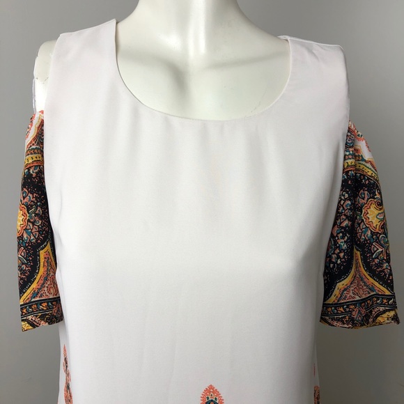Luxology • Ivory Boho Print Cold Shoulder Dress 4 - Picture 3 of 12